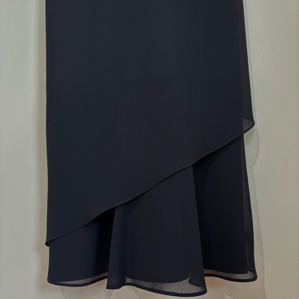 Vintage USA 90s Y2K Jessica Simpson Black Sleeveless Layered Ruffle Hem Dress - Picture 4 of 16